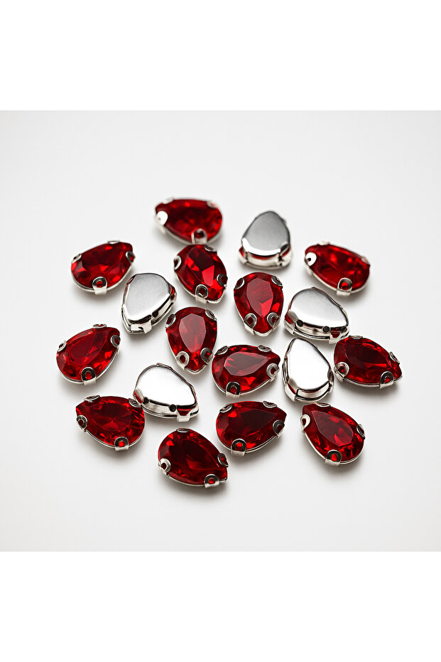 Red Color Drop Sewing Stone 10 X 14 mm 100 Pieces
