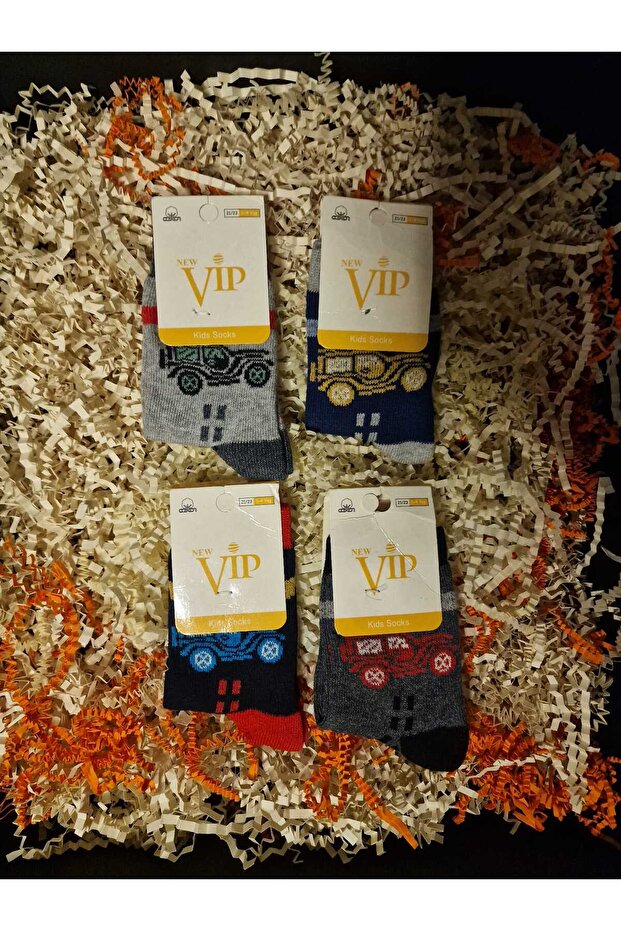 جوارب طويلة منقوشة للأولاد 4 قطع