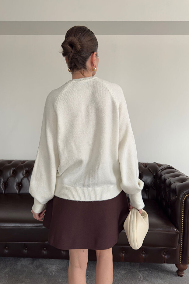 سترة تريكو بأزرار مزخرفة - EKRU - 5