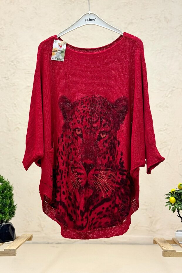 Tiger Print Bat Mercerized Blouse