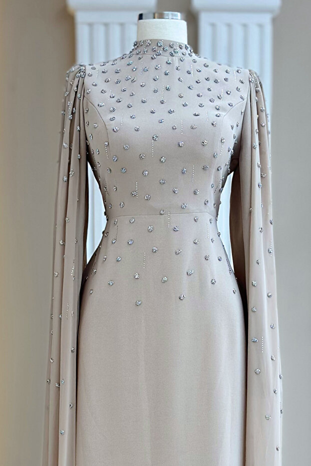 Afra Abiye Elbise Bej - 2