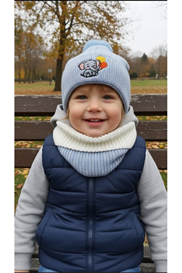 Unisex Baby Knit Hat and Scarf 2-Piece Winter Set – Soft Texture, Suitable for Cold Weather