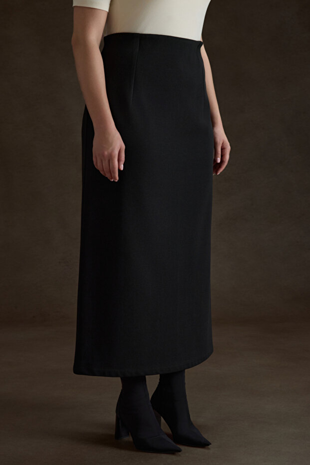 Beli Lastikli Viscon Örme Etek - 3