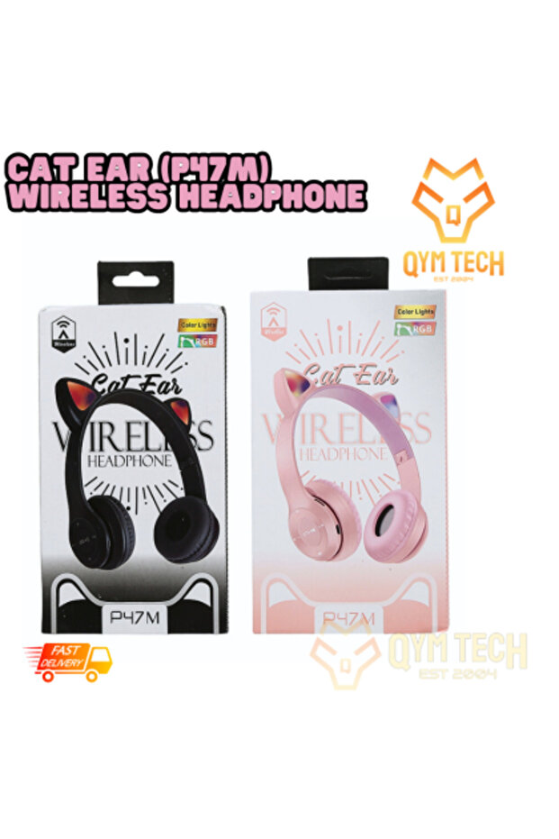 سماعة رأس لاسلكية P47M Black Cat Ear