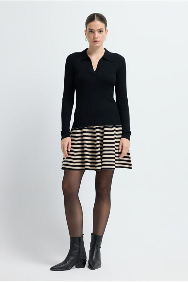 V Yaka Yün Triko Kazak - 3