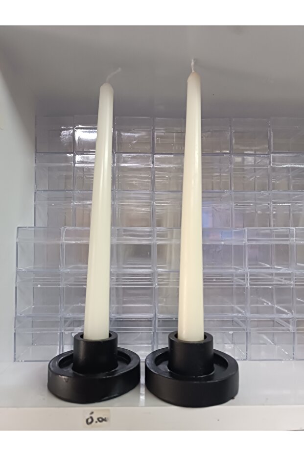 Şamdanlı Şamdan Mumlar 2 li - 1