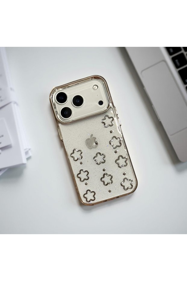 iPhone 16 (6.1 Inch) Compatible Silvery Transparent Stone Silicone Case