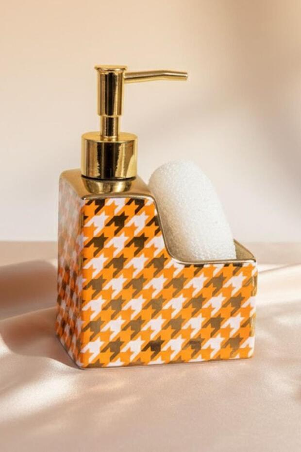 Premium Porcelain Goose Feet 500ml Liquid Soap Dispenser with Sponge Holder Compartment 47111