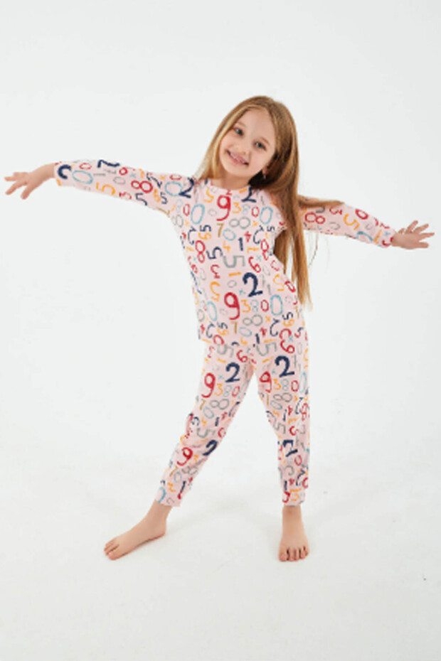 Number Pink Girl's Long Sleeve Pajama Set-Rp3004