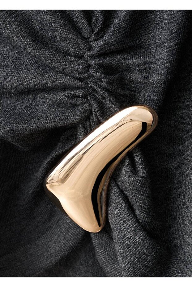 Broşlu balıkçı yaka kazak - 6