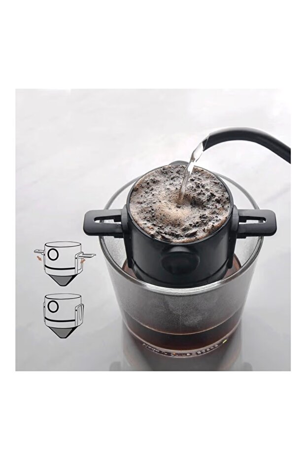 قمع تقطير V60 بلاستيك بفلتر استيل مقاوم للصدا