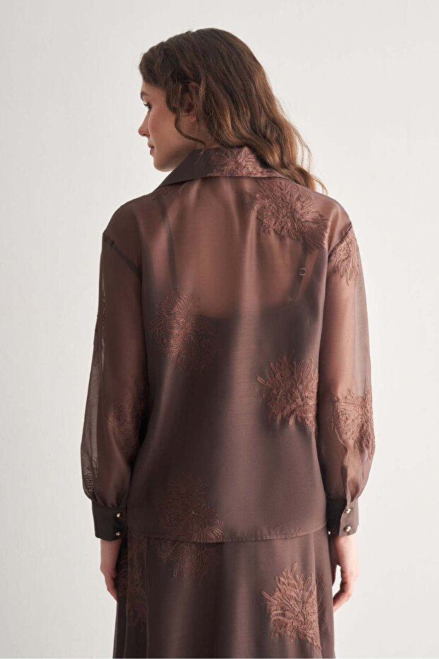 İşlemeli Kemerli Bluz - 5