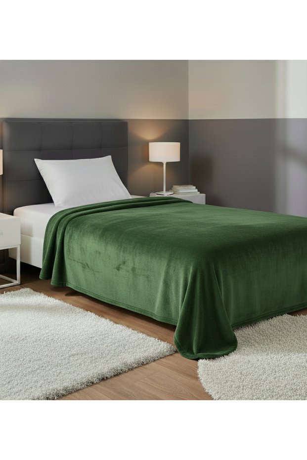 160x190 Wellsoft-Polar Single Green Bedspread-Blanket