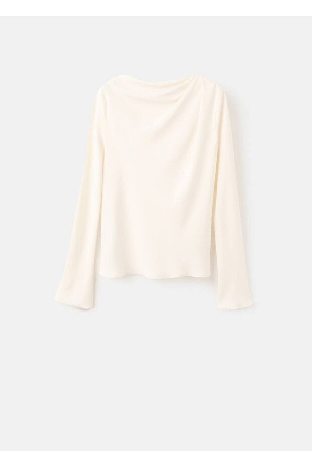 Drape kayık yaka bluz - 3