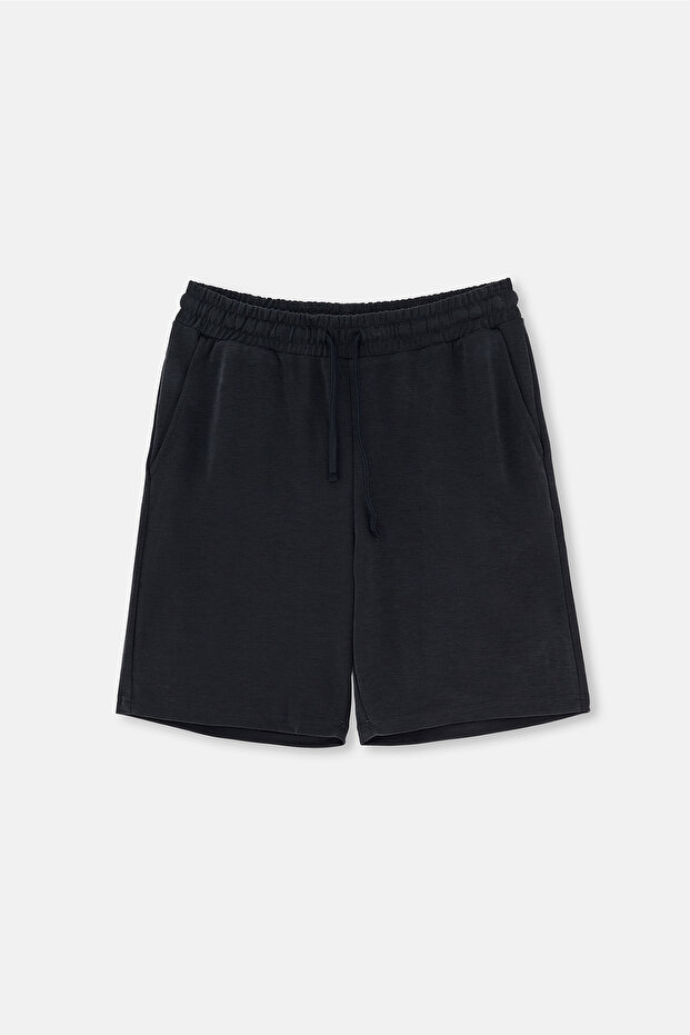 Siyah Cepli Bağcıklı Modal Pike Şort - 1