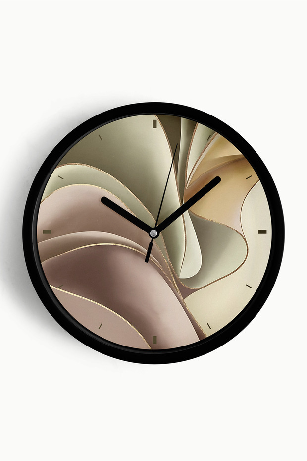 Abstract - Bohemian Modern Wall Clock - 42cm - Black Case with Glass Front - Silent Mechanism