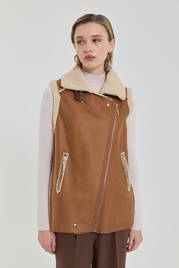 Kürk Yelek Ekru - 3