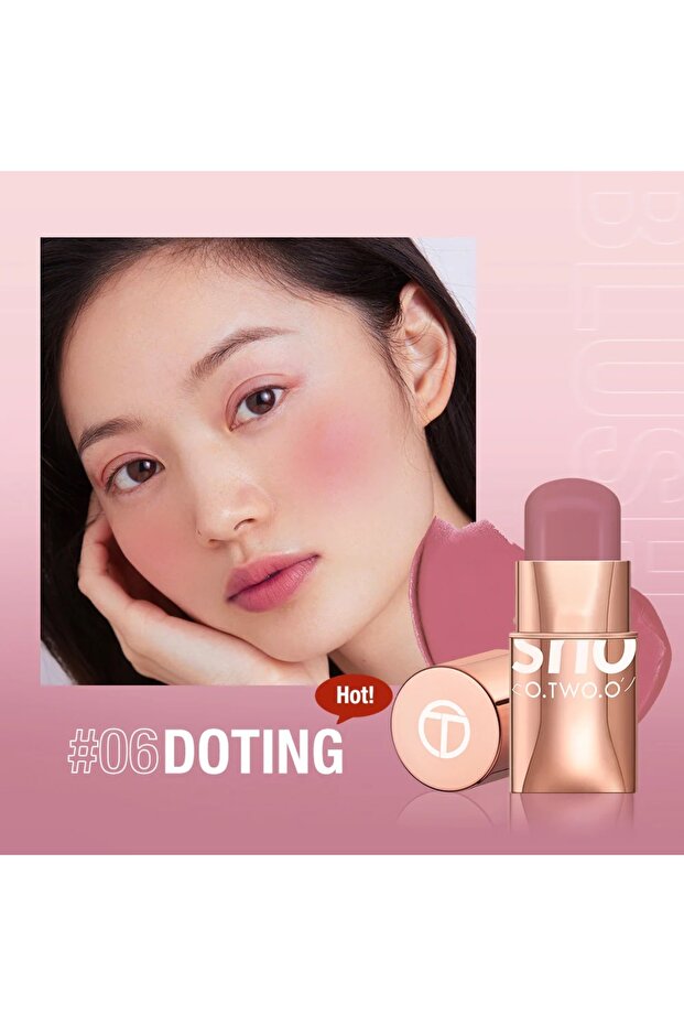 High Pigment Cream Blush Stick- Easy Blend, Long Lasting (Color#6-Doting)