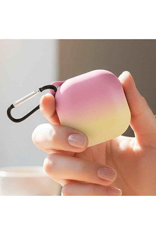 حافظة CaseOnn Galaxy Buds FE - حافظة Buds Core Duo Aurora للحماية باللون الوردي والأصفر