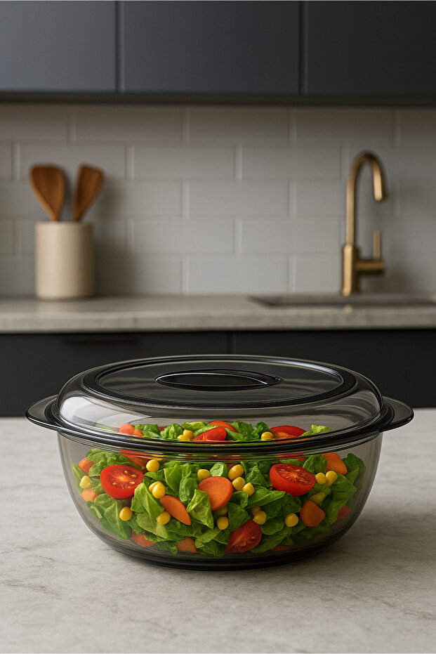 Round Storage Container with Sealable Lid - 1750 ml - Anthracite - 3