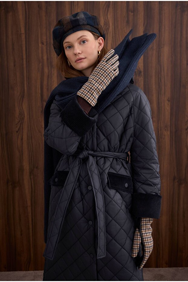 Uzun Kapitone Mont Lacivert - 5