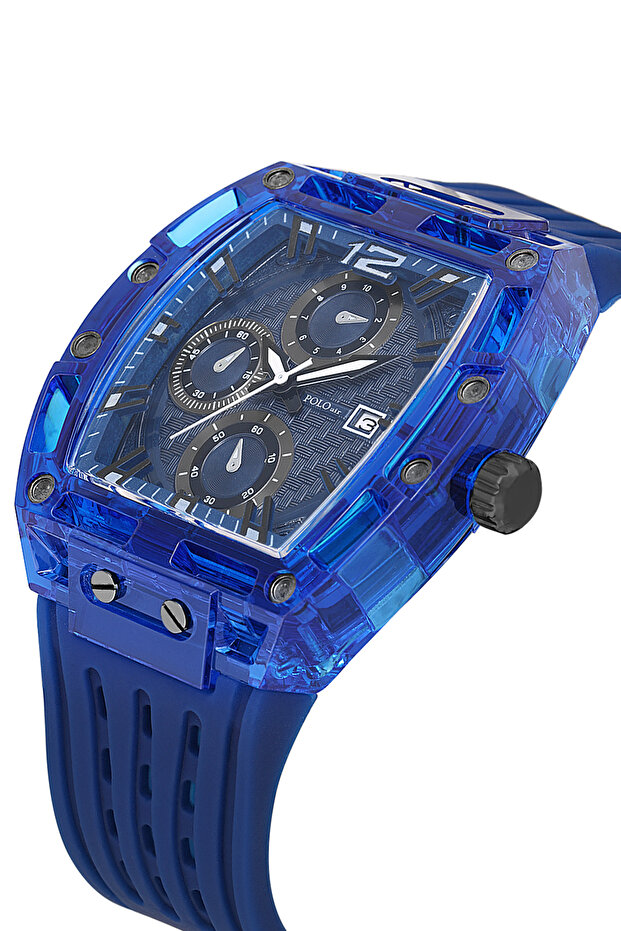 Silicone Men's Wristwatch with Calendar Navy Blue Color Pl-7051E2X