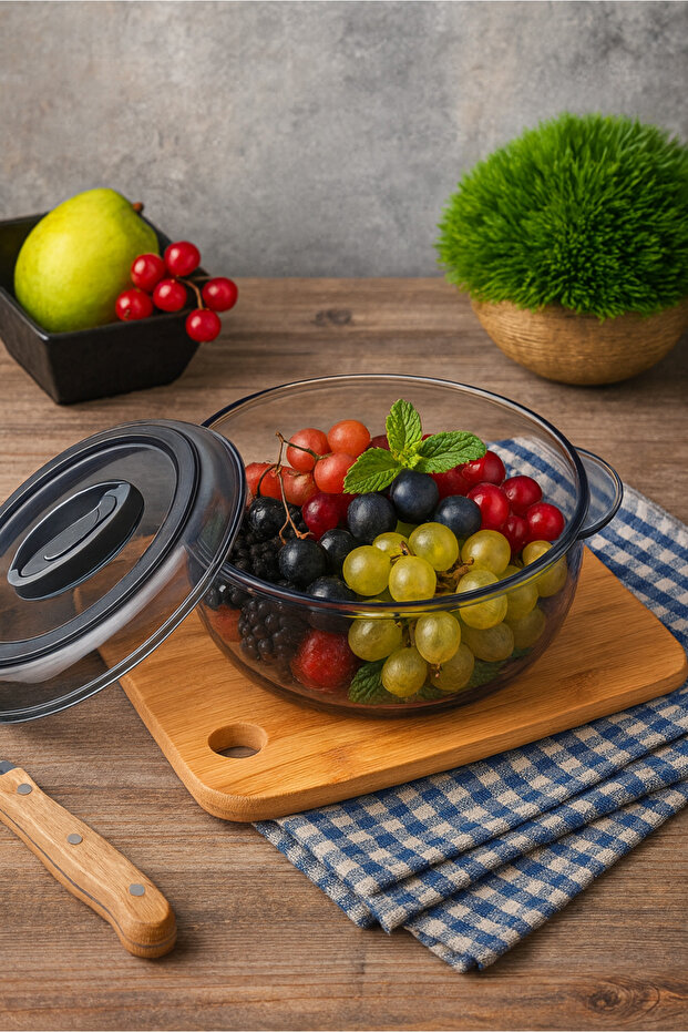 Round Storage Container with Sealable Lid - 1750 ml - Anthracite - 1
