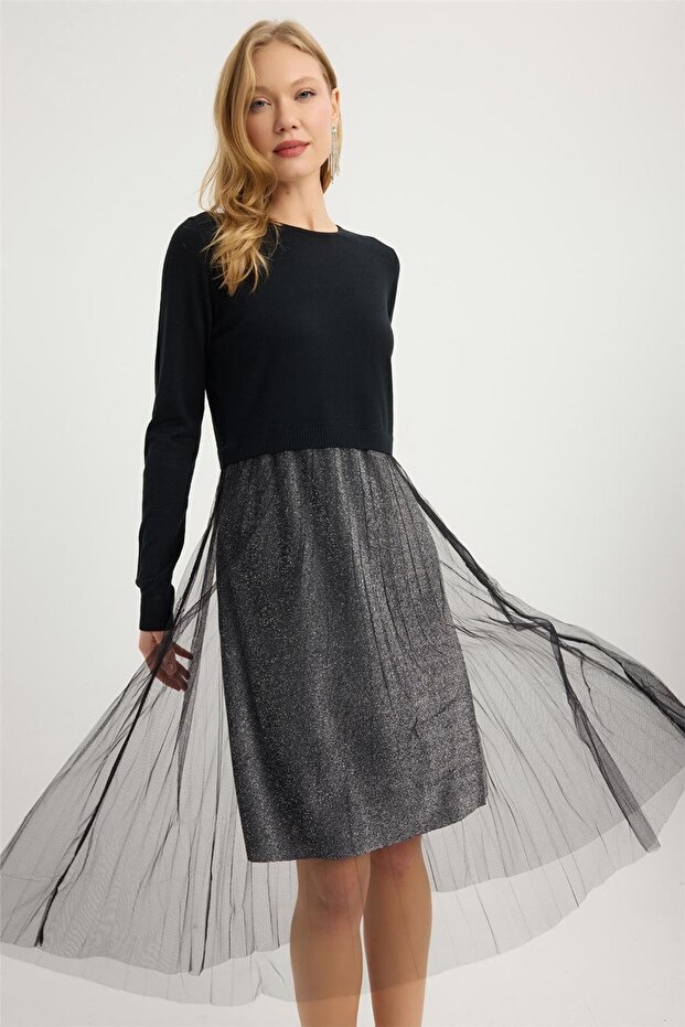 Triko Tül Elbise - 4