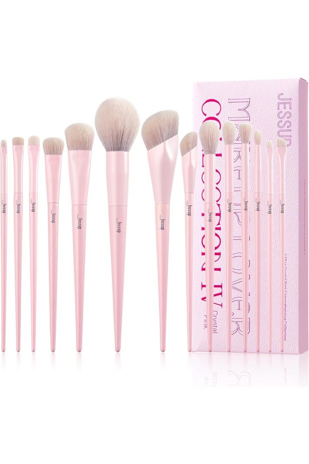 Pink Makeup Brushes Set 14Pcs - 1