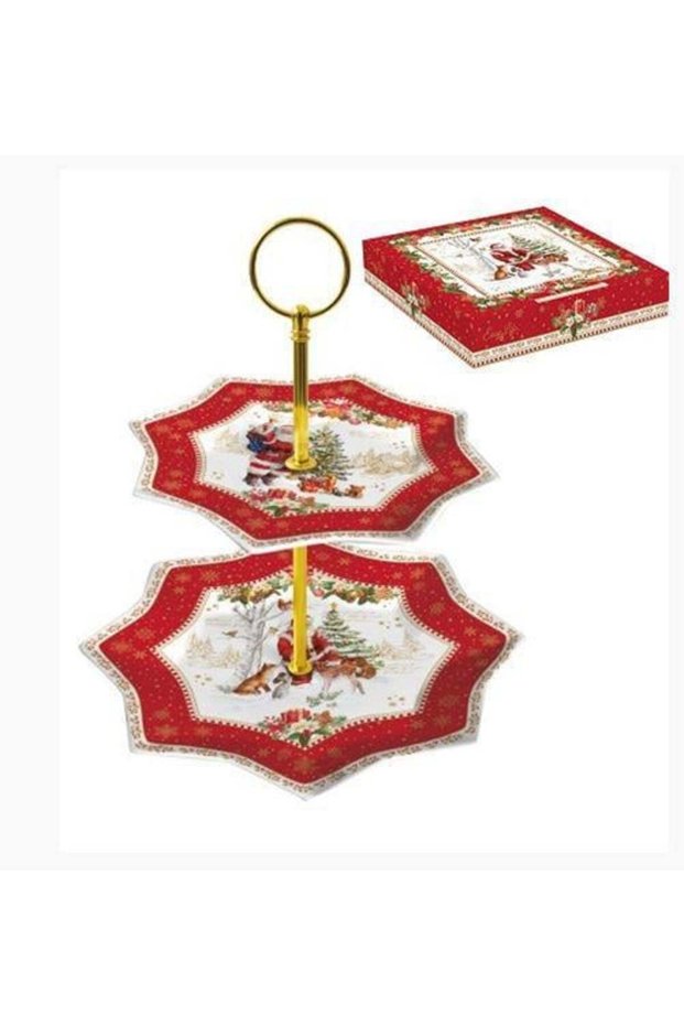 2 Tier Porcelain Cake Cookie Presentation Plate Serving Dish 16 cm / 20 cm