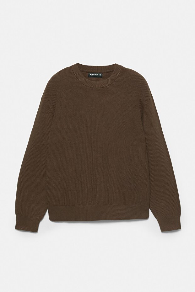 Bisiklet yaka dokulu süveter - 5