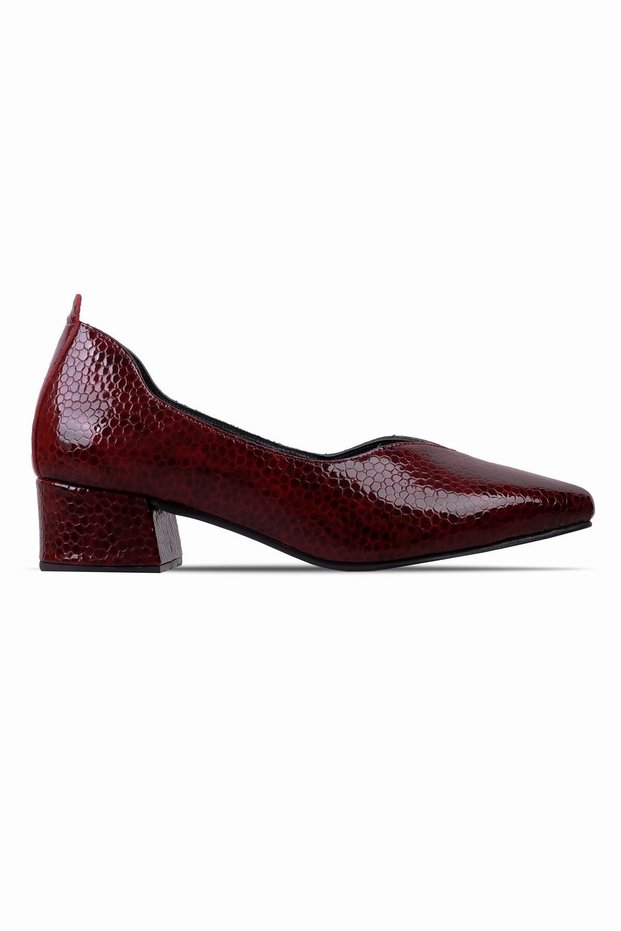 Vivos Women's Genuine Leather Pointed Toe V Detailed Heeled Shoes B3976