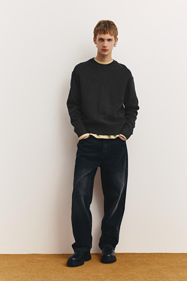 Bisiklet yaka dokulu süveter - 2