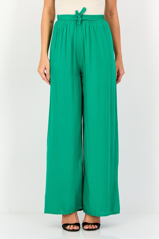 Women Regular Fit Plain Palazzo Pants, Green