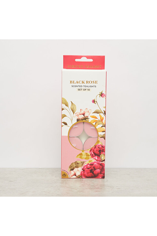 Black Rose 10-Piece Tealight Candle Set - 10 gms