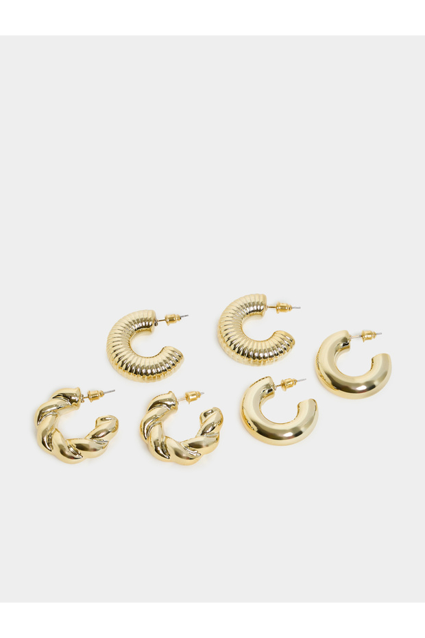 Set of 3 - Textured Earrings