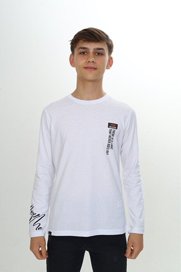 Boy's Printed Crew Neck Long Sleeve T-Shirt