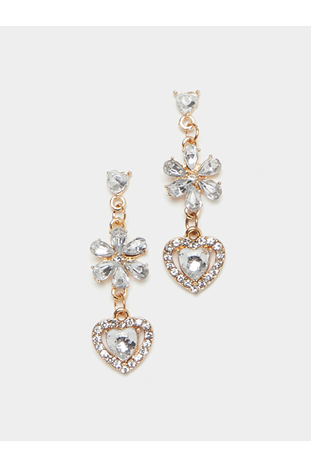 Embellished Heart Dangle Earrings
