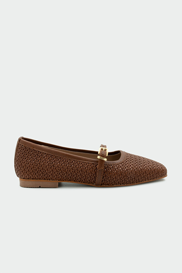 Samuel Taba Leather Women's Knitted Detailed Flat Women's Ballerinas