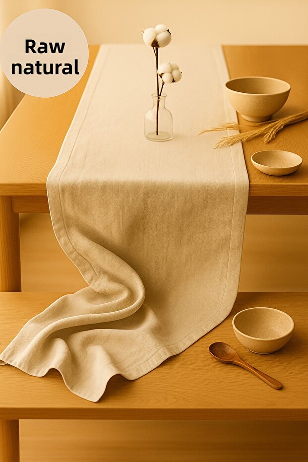 Organic Raw Linen Runner Natural American Fabric