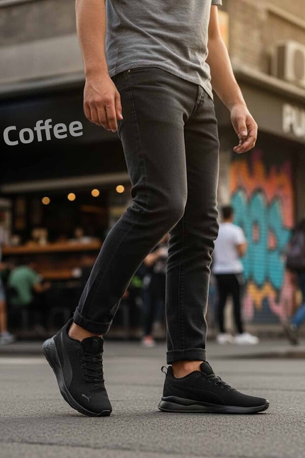 Unisex Black Sneakers Walking Running Gym Shoes