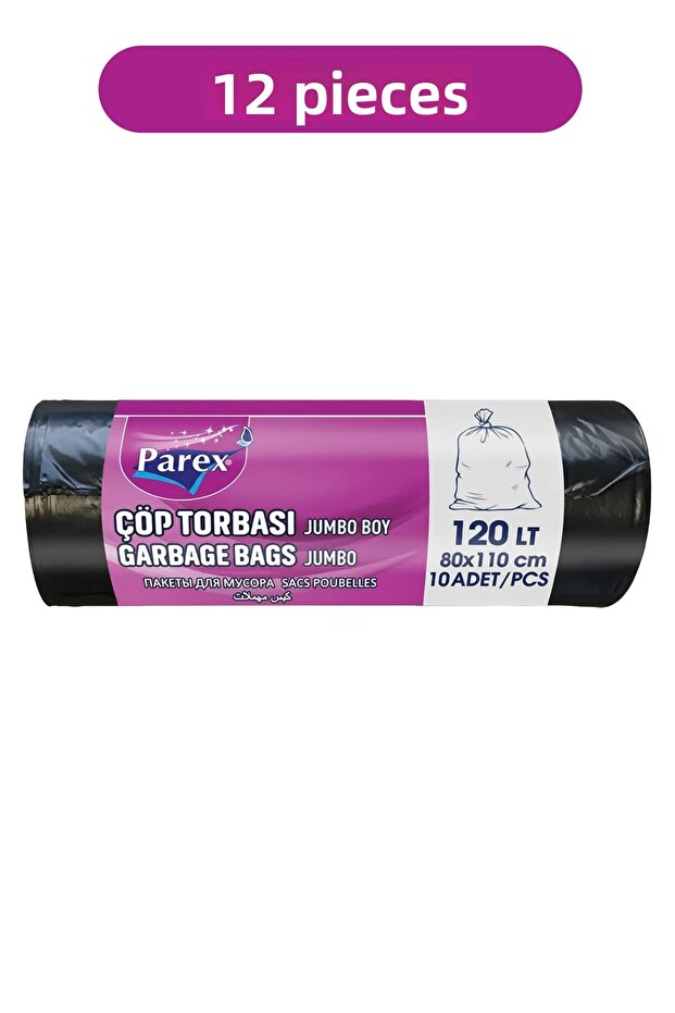Professional 10-Pack Garbage Bags Jumbo Size 80 X 110 cm Twelve-Pack