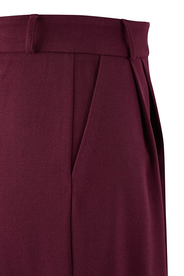 Mürdüm Bol Paça Dokuma Pantolon TPRAW23PL00016 - 6