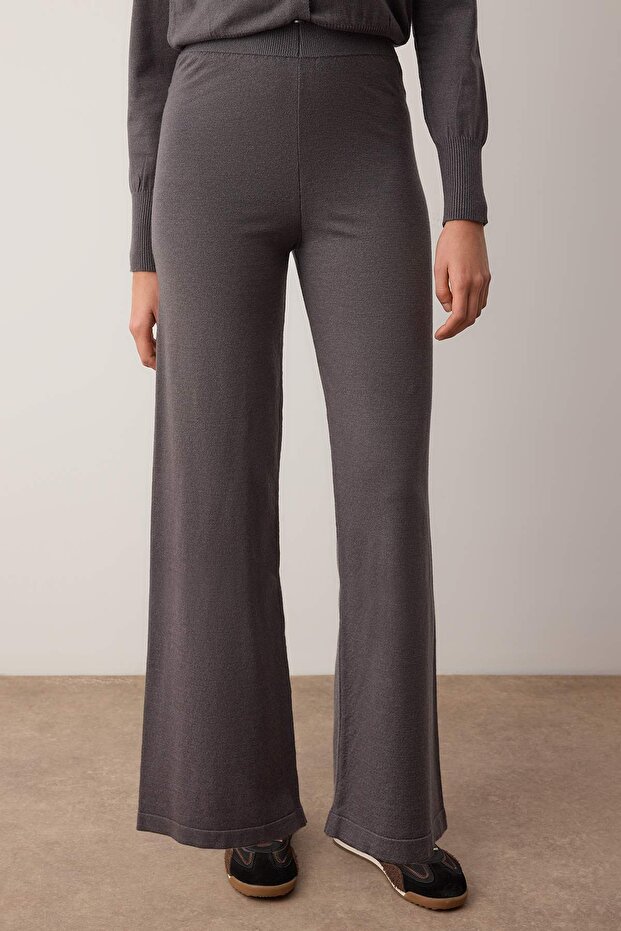 Wardrobe Essentials Antrasit Merserize Görünümlü Triko Hırka-Pantolon Alt-Üst Takım | TWOAW26AU00003 - 3