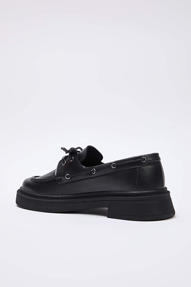 Siyah Bağcık Detaylı Kadın Loafer TAKAW26LA00005 - 7
