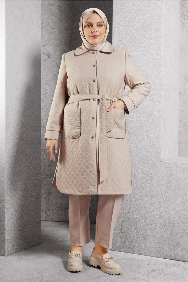 Birded Quilted Trench Cotton 10927