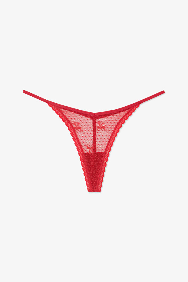 Kırmızı Easy Lace V Shape String Külot - 2