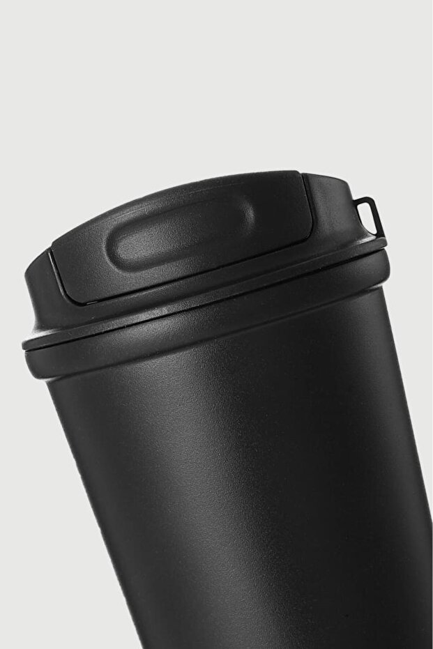 4 Work Flip Open Coffee Mug Çelik Termos 400 ML Black ST-250 - 4
