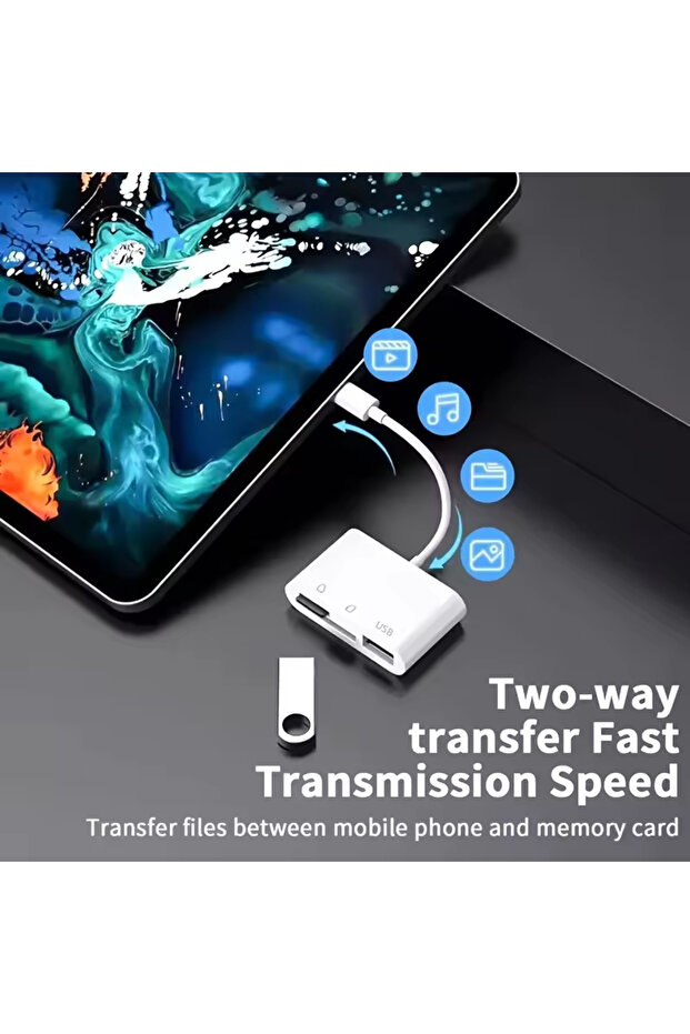 محول أبيض 3 في 1 من النوع C، Tf، Cf، Sd، قارئ بطاقات الذاكرة، مسجل، فلاش مدمج USB-C، احترافي - 3