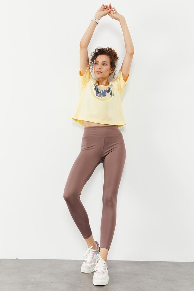 Dusty Rose High Waist Stretch Slim Fit Narrow Leg Women's Leggings - 94545